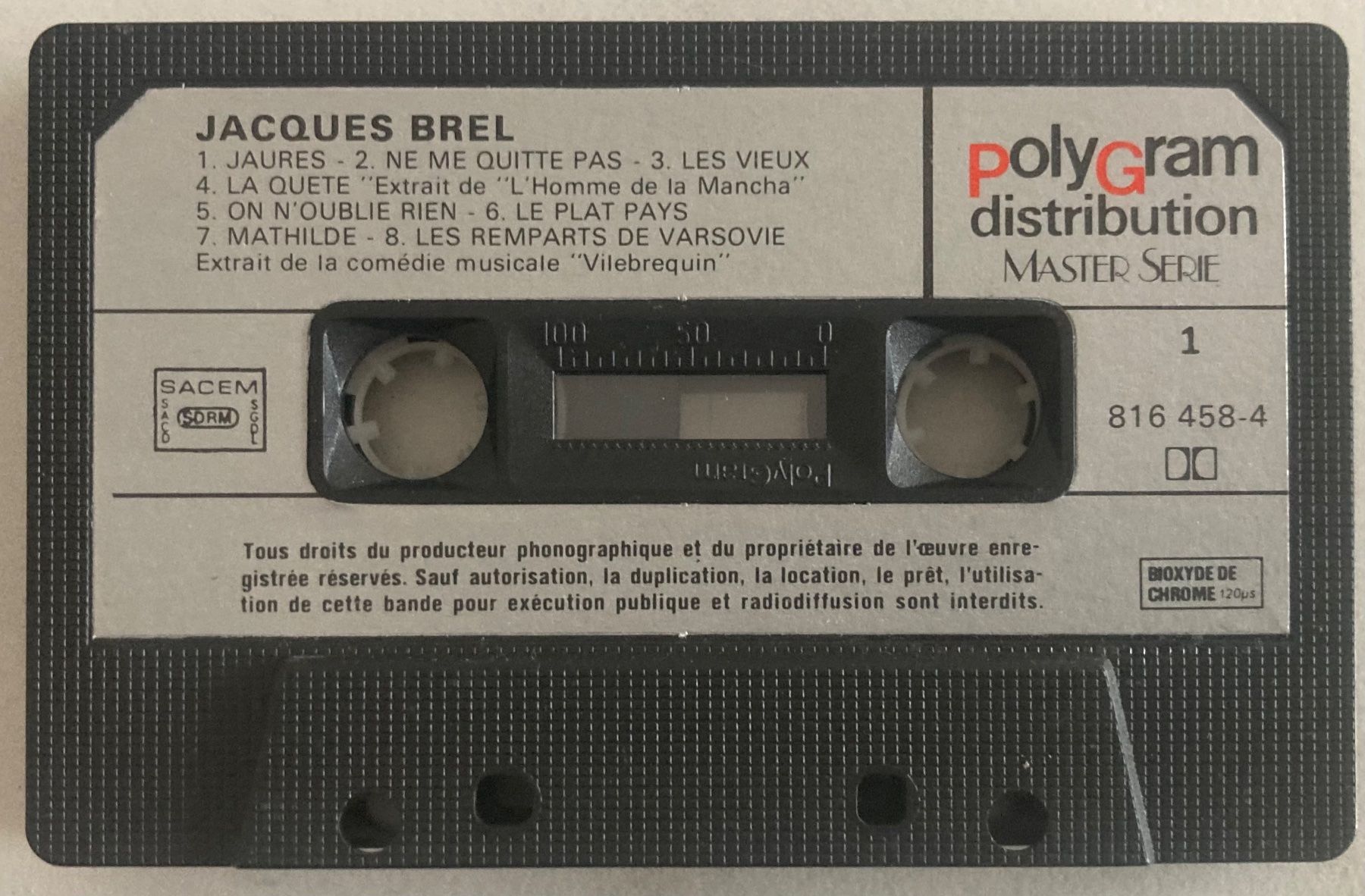 Musicassette: JACQUES BREL - MASTER SERIE VOL. 1 – Usato da Poliez-Pittet venduto da Newtown-Records 2