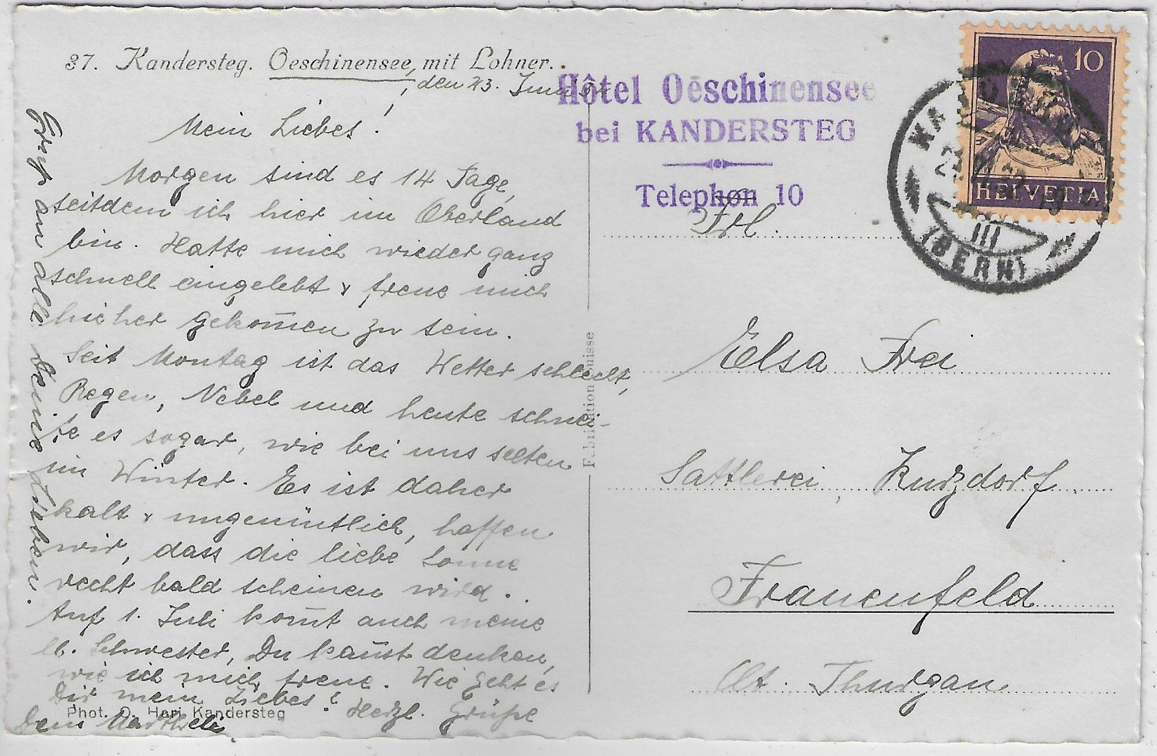 Cartoline postali: Oeschinensee mit Lohner – Usato da Ettingen venduto da Kartenplanet 1