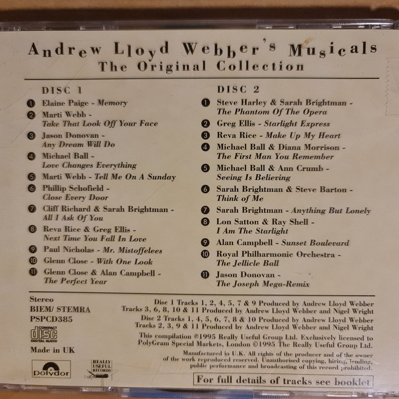 CD: CD Andrew Lloyd Webbers musicals – Usato da Dintikon venduto da Vexi 1