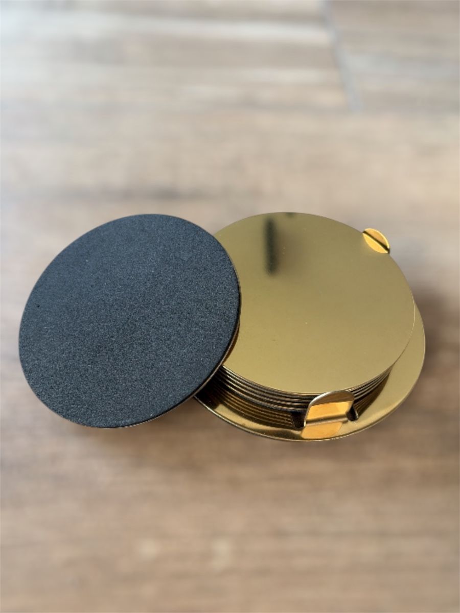 Sottobicchieri: 6 Goldene Untersetzer mit Halter – Nuovo (secondo la descrizione) da Thundorf venduto da paglialongamaria