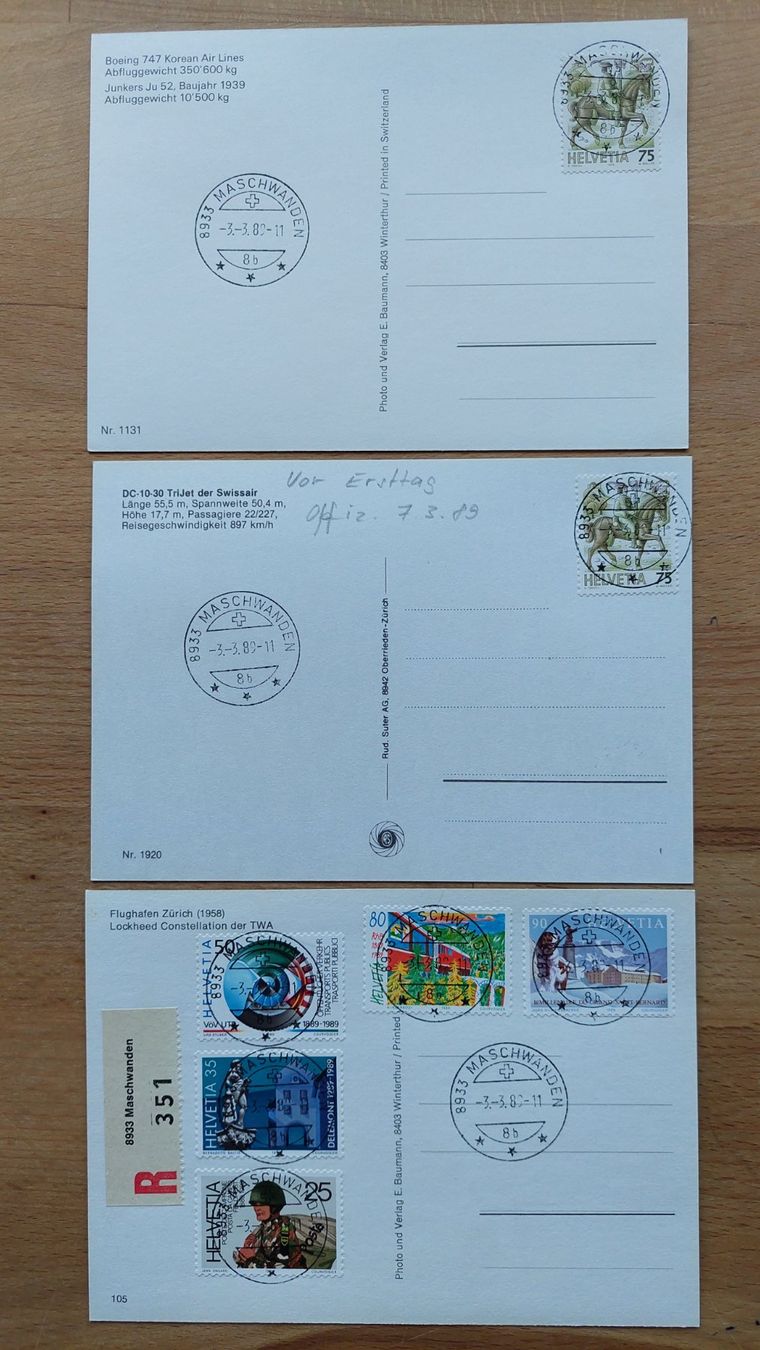 Cartoline postali: 30 Ansichtskarten Aviatik Schweiz gestempelt vor Ersttag – Usato da Obfelden venduto da Foto_Bild_Kunst_Buch 7
