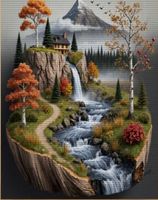 Kreuzstich-Sticken-Geschenk-Handarbeit-Landschaft 30x40cm