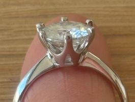 💚 Luxus Elegante Gr.18/8 Ring 3 ct. Solitär  Farbe Silber