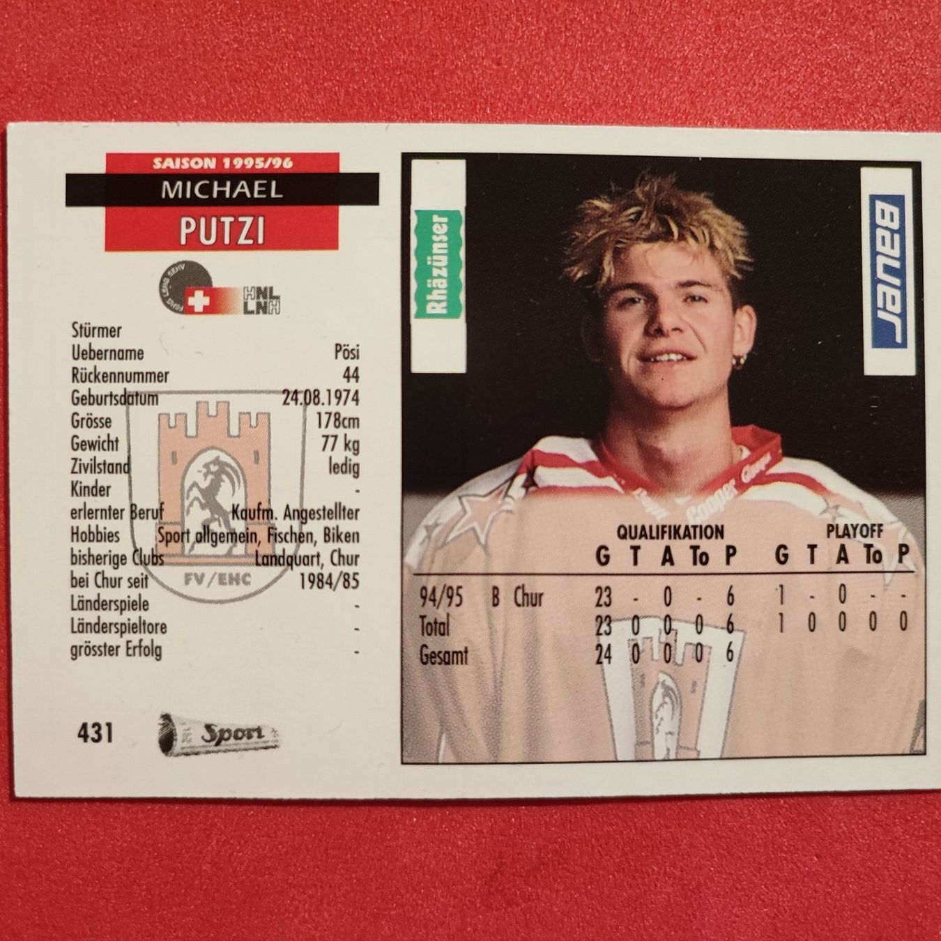 Carte collezionabili: Michael Putzi - EHC CHUR - 1995/96 – Usato da Dübendorf venduto da kb86_MOVIE 1