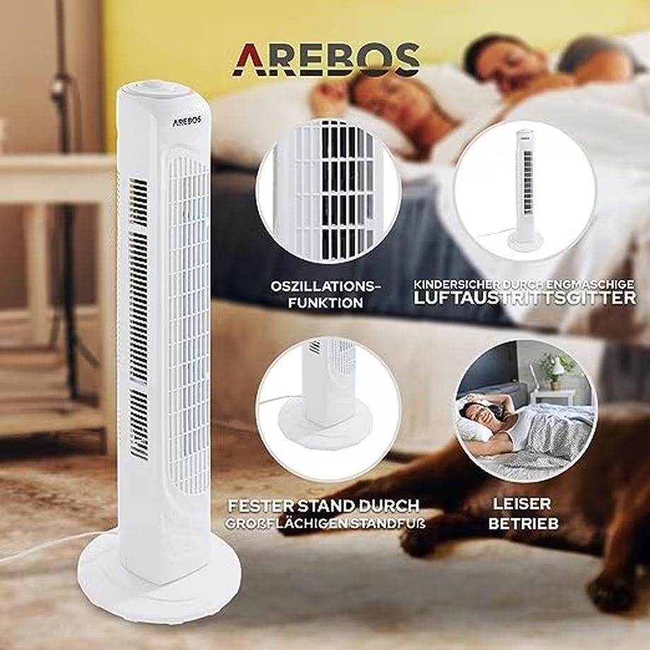 Ventilatori: AREBOS Turmventilator | 50 Watt | NEU – Nuovo (secondo la descrizione) da Nebikon venduto da warendiscount 2