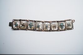 Vintage Armband China Perlmutt Schriftzeichen Pagode ca. 18
