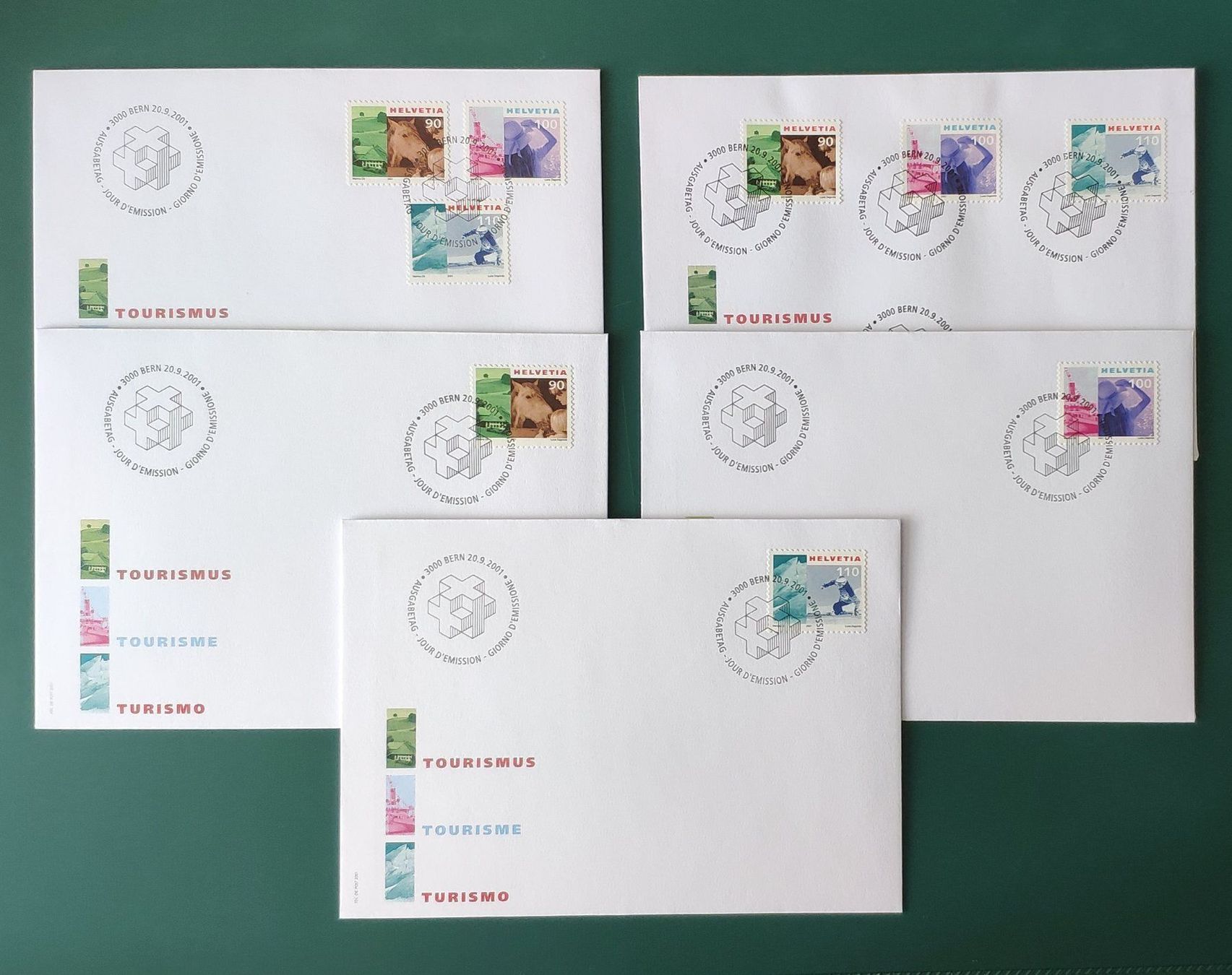 Tutti i francobolli: Dauermarken Tourismus lll / 5 div. FDC – Usato da Volketswil venduto da Spacepanda