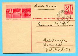 Postkarte von Andermatt nach Ueberlingen 1937