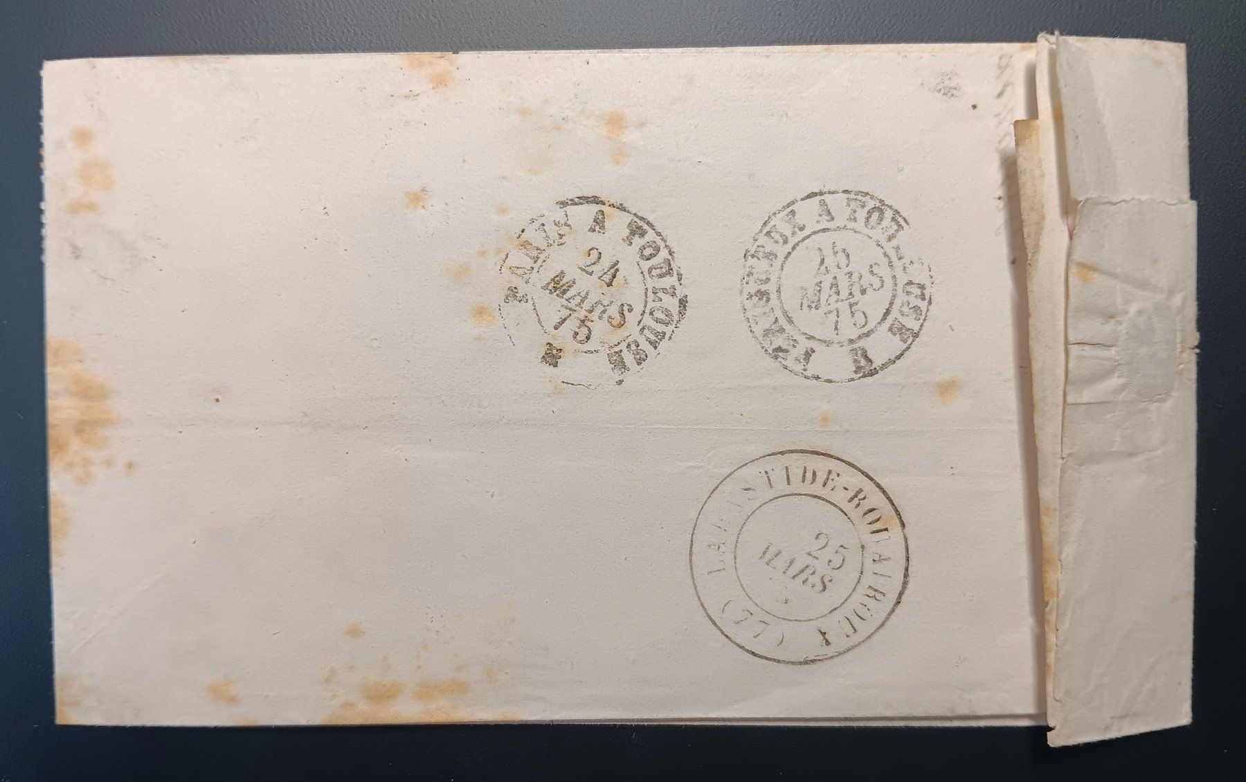 Tutti i francobolli: FRANKREICH FALTBRIEF 1875 – Usato da Holderbank AG venduto da DINOS-PHILA 2