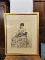 Belle gravure ancienne, portrait de femme, cadre doré ✨ (57)