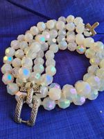 Top Vintage drei Strang irisierendes Glas Collier Choker