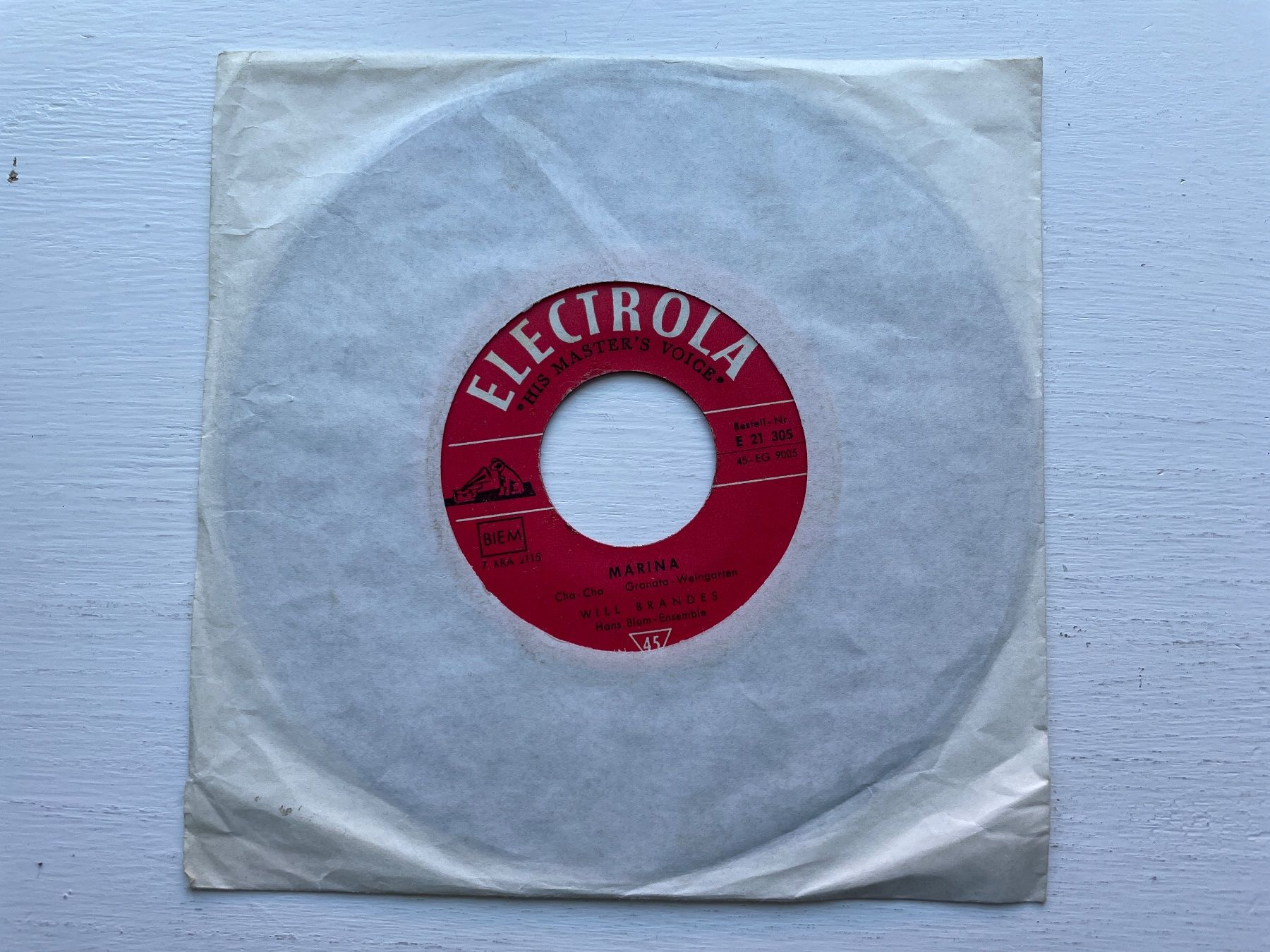 Dischi in vinile: Will Brandes - Marina - 7" Single Jukebox – Usato da Zürich venduto da Andy_t71