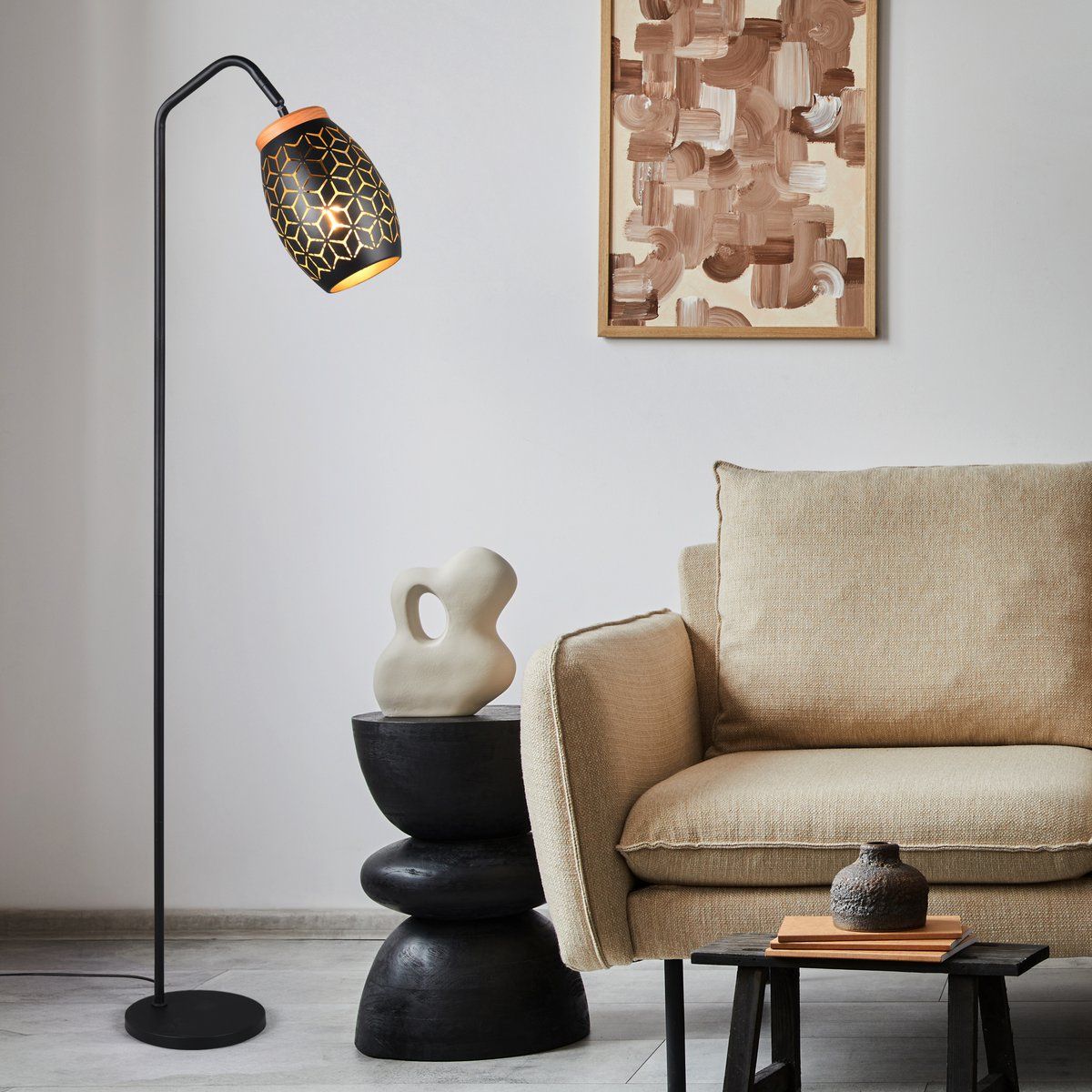 Lampade: Stehleuchte, Schwarz, Gold, 147 cm Höhe – Nuovo (secondo la descrizione) da Kreuzlingen venduto da Smart-Light 1