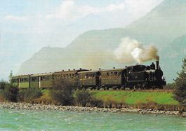 Dampfzug auf der Meiringen-Innertkirchen Bahn Lok G 3/4 208