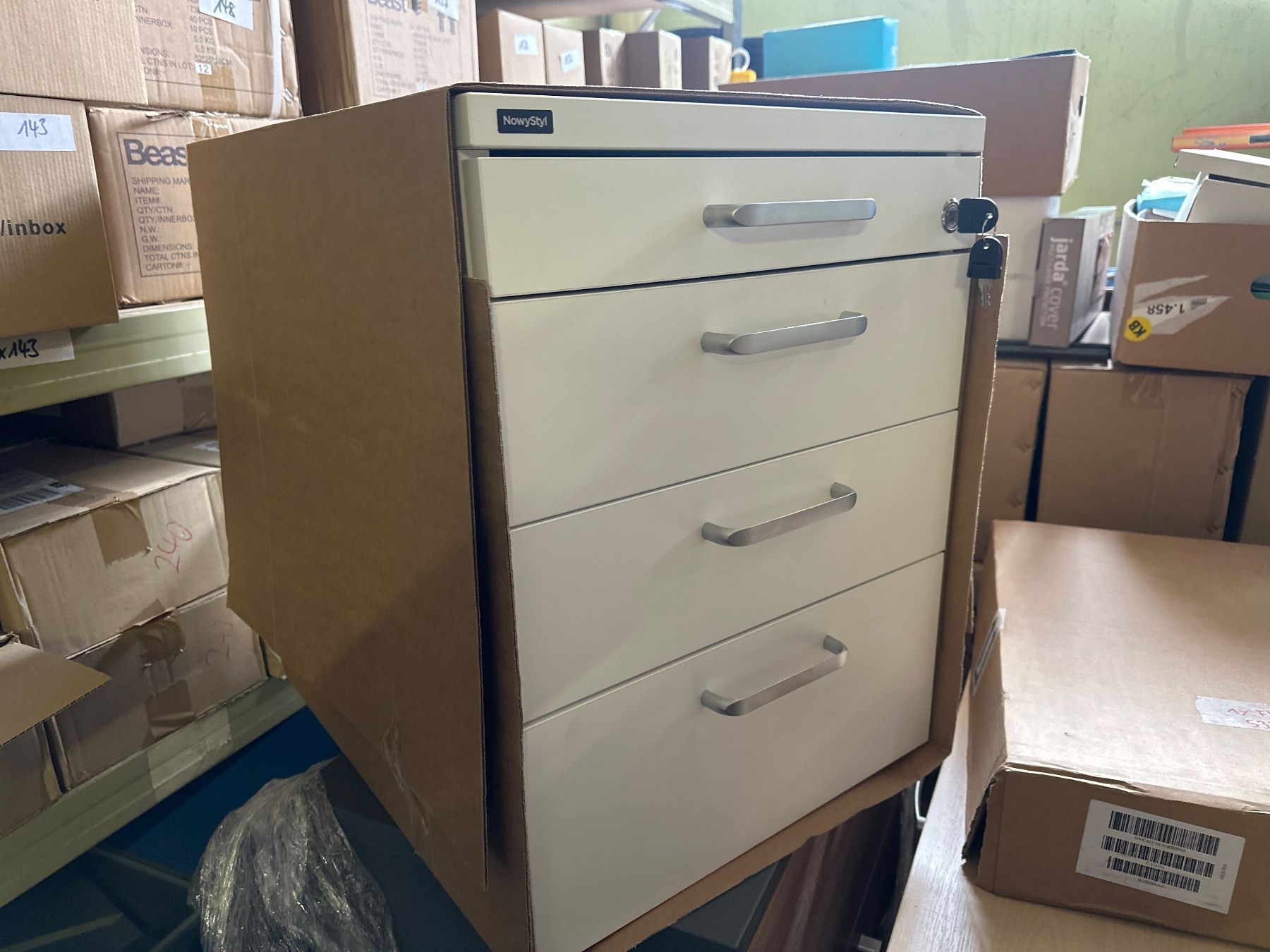 Korpus: neuer Rollcontainer, 4 Schübe, Griff rund, weiss/weiss – Neu (gemäss Beschreibung) aus Necker von liq24 1
