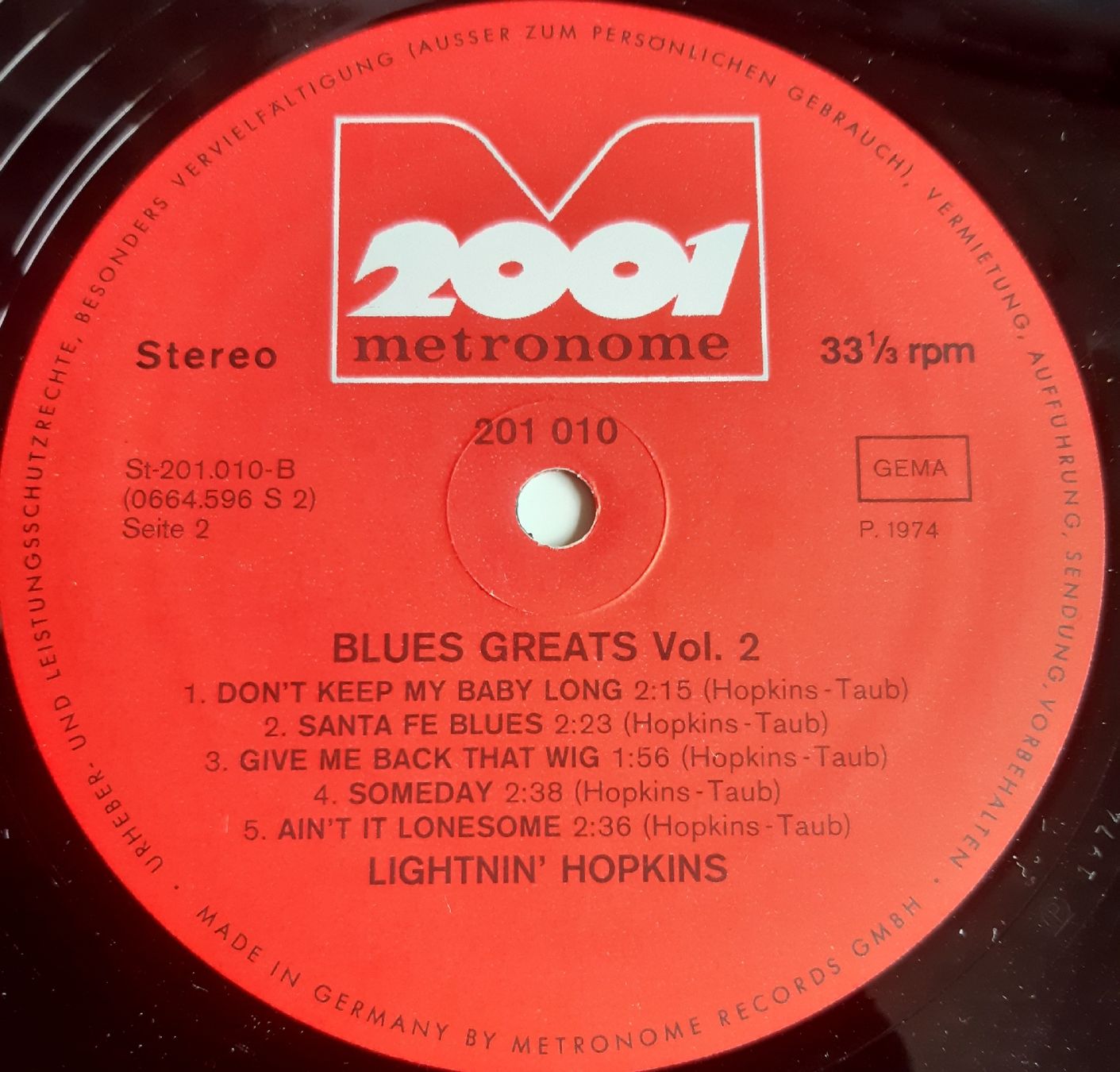 Dischi in vinile: SAM LIGHTNIN HOPKINS: Blues Greats 2 – Usato da Frick venduto da kyb_yq8h 3