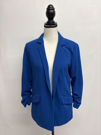 Only Blazer in blau geraffte Ärmel offen 38