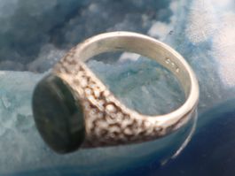 Silber Ring Vintage mit Grüner Blutstein Gr 51 VTG
