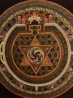 Handgemaltes Mandala aus Nepal – kunstvoll gerahmt