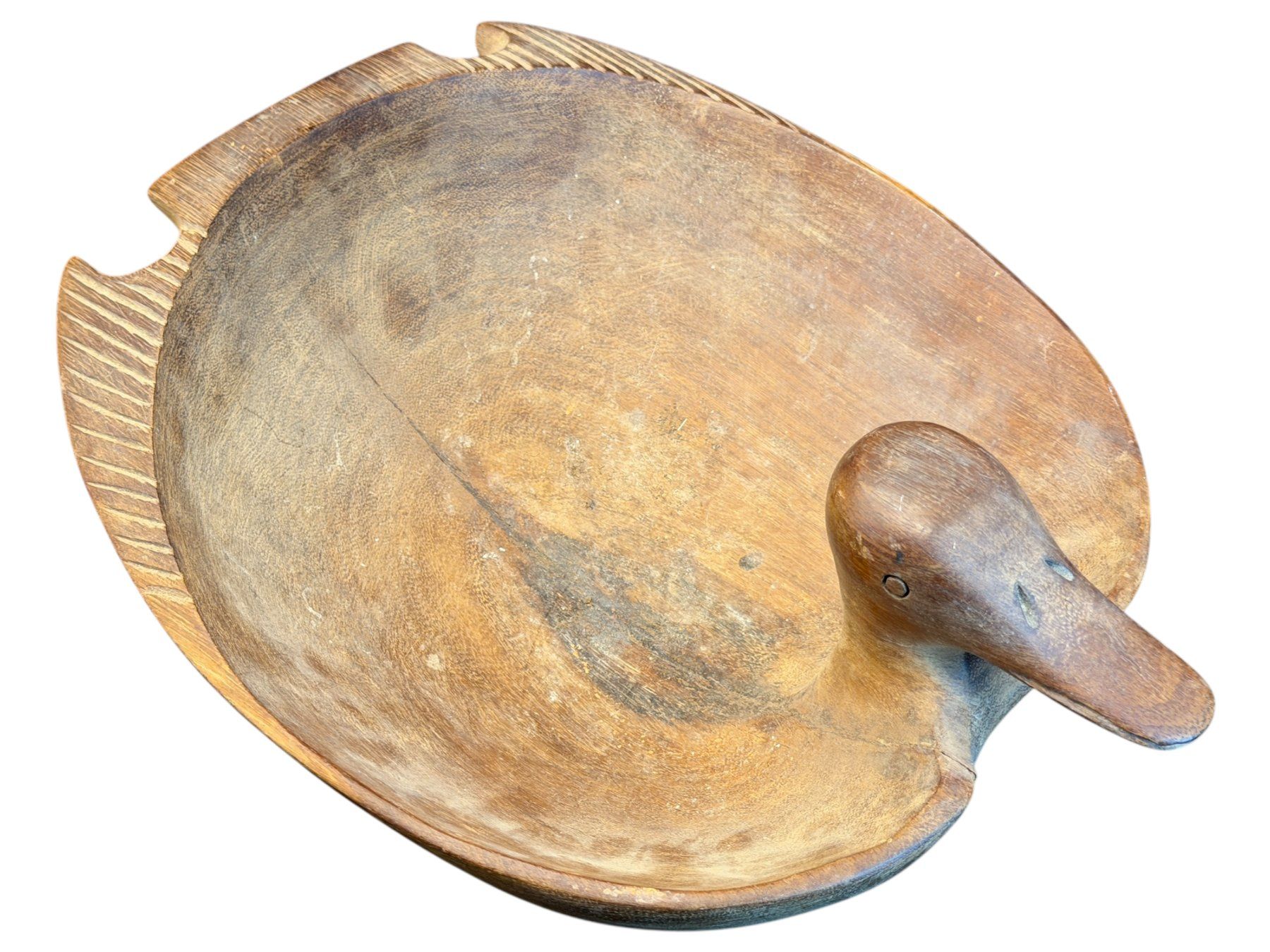 Ciotole: Superbe centre de table scandinave, canard en bois sculpté – Usato da Morges venduto da vintiques 4