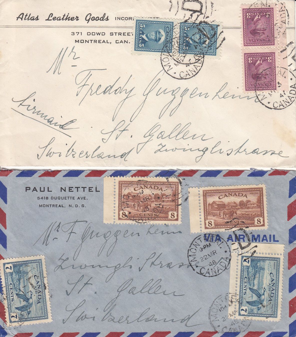 Tutti i francobolli: Flugpost Kanada - St. Gallen 1947/48, 4 Briefe – Usato da Bürglen TG venduto da StampGraf 3