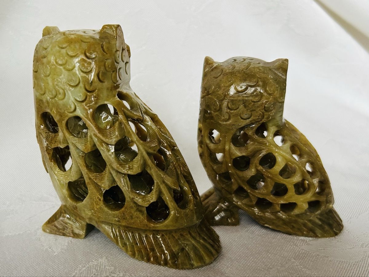 Statuette: 5 Eulen aus Speckstein, geschnitzt – Usato da Lengnau AG venduto da Mefari 2