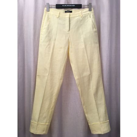 Cambio Sommer Hose 7/8 Leinen Mix hell gelb 27 inch Gr 44