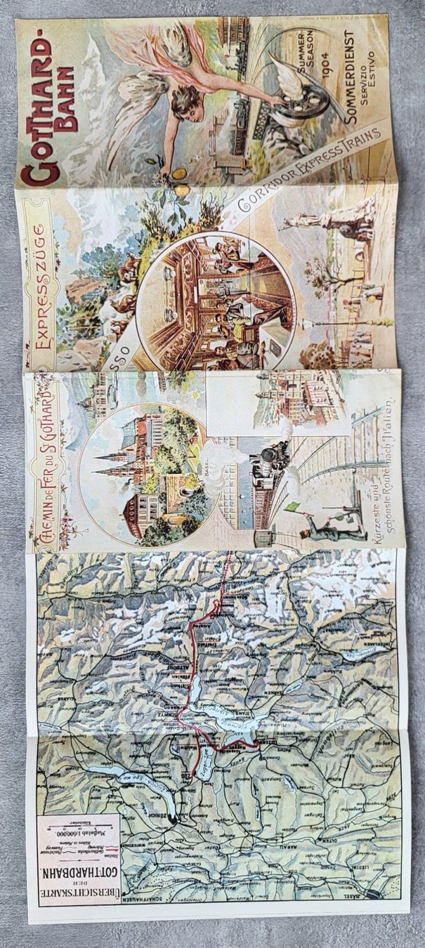 Documenti: Depliant Gotthard-Bahn servizio estivo 1904 – Nuovo (secondo la descrizione) da Castione venduto da Argi_R 2