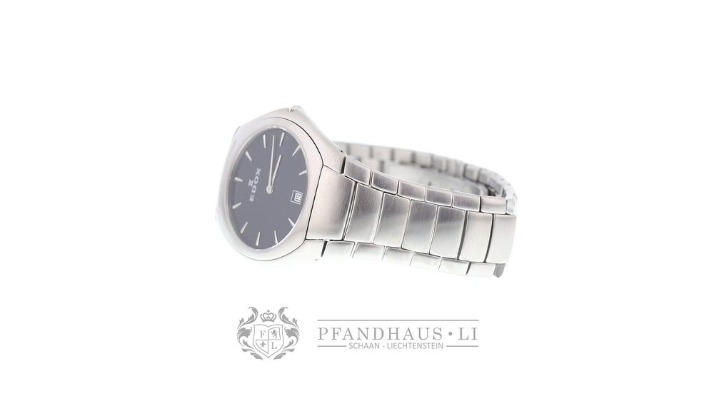 Edox Les Bémonts Ultra Slim Herrenuhr Schwarz NEU 3