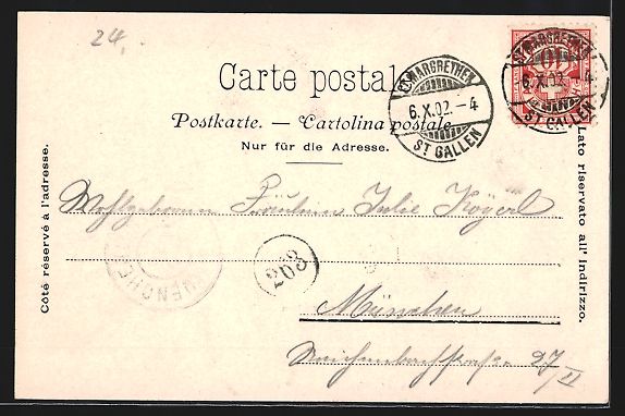 Cartoline postali: AK St. Margrethen, Teilansicht, 1902 – Usato da Berlin venduto da bartko-reher 1