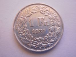 1 Fr. 1937 silber  gute Erhaltung