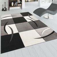 -50% ❌ Teppich Wohnzimmer Karo schwarz/weiss GROSS 200x290
