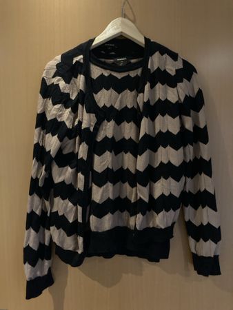 MORE&MORE Strickjacke und Top Grösse 40 schwarz/beige