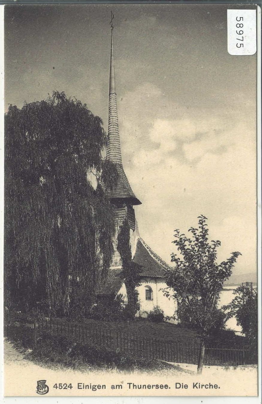 Cartoline postali: Einigen am Thunersee - Die Kirche – Usato da Ettingen venduto da Kartenplanet
