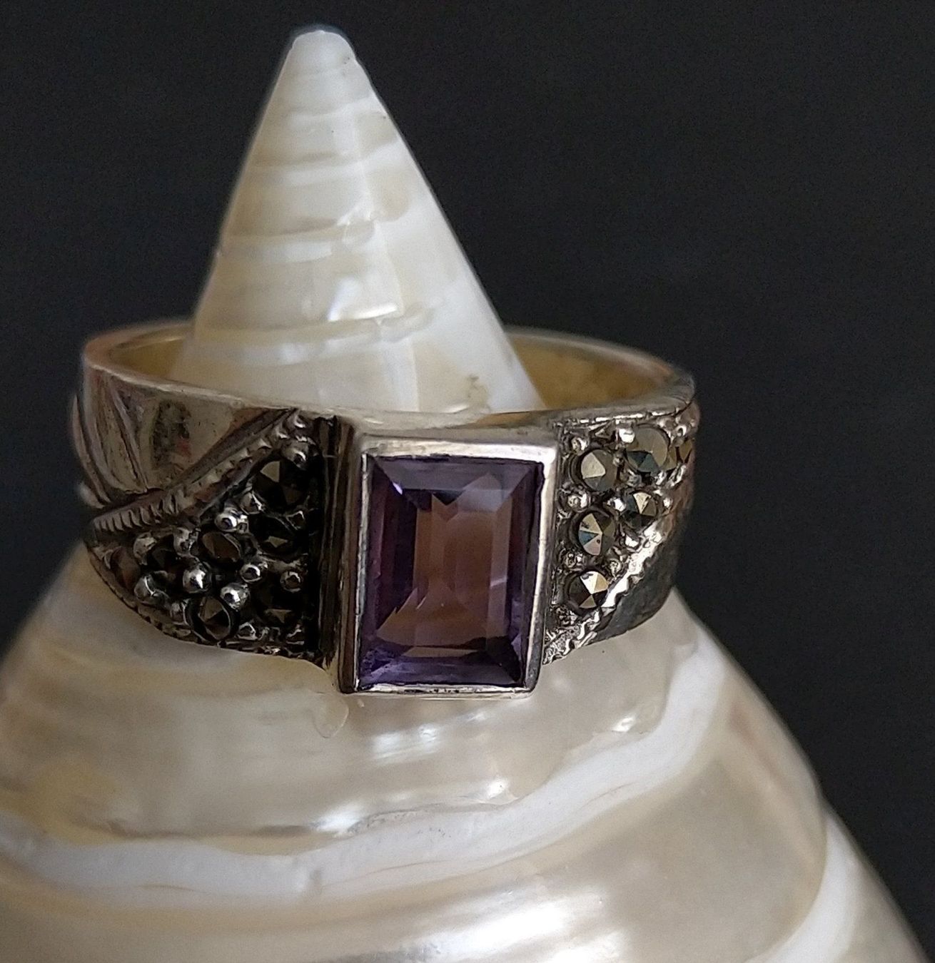 Anelli: AMETHYST & MARKASITEN RING IN 925 SILBER – Usato da Romanshorn venduto da Glitzer-Paradies 1
