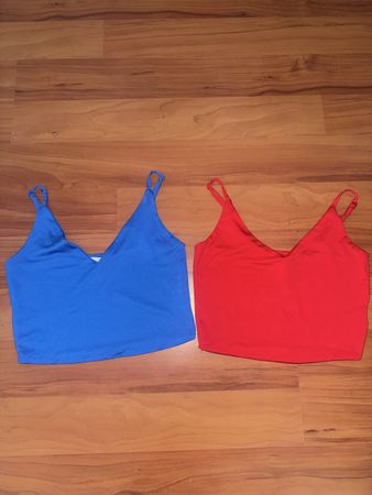 Crop Tops Damen 2er Set Rot Blau Grösse M neuer Zustand