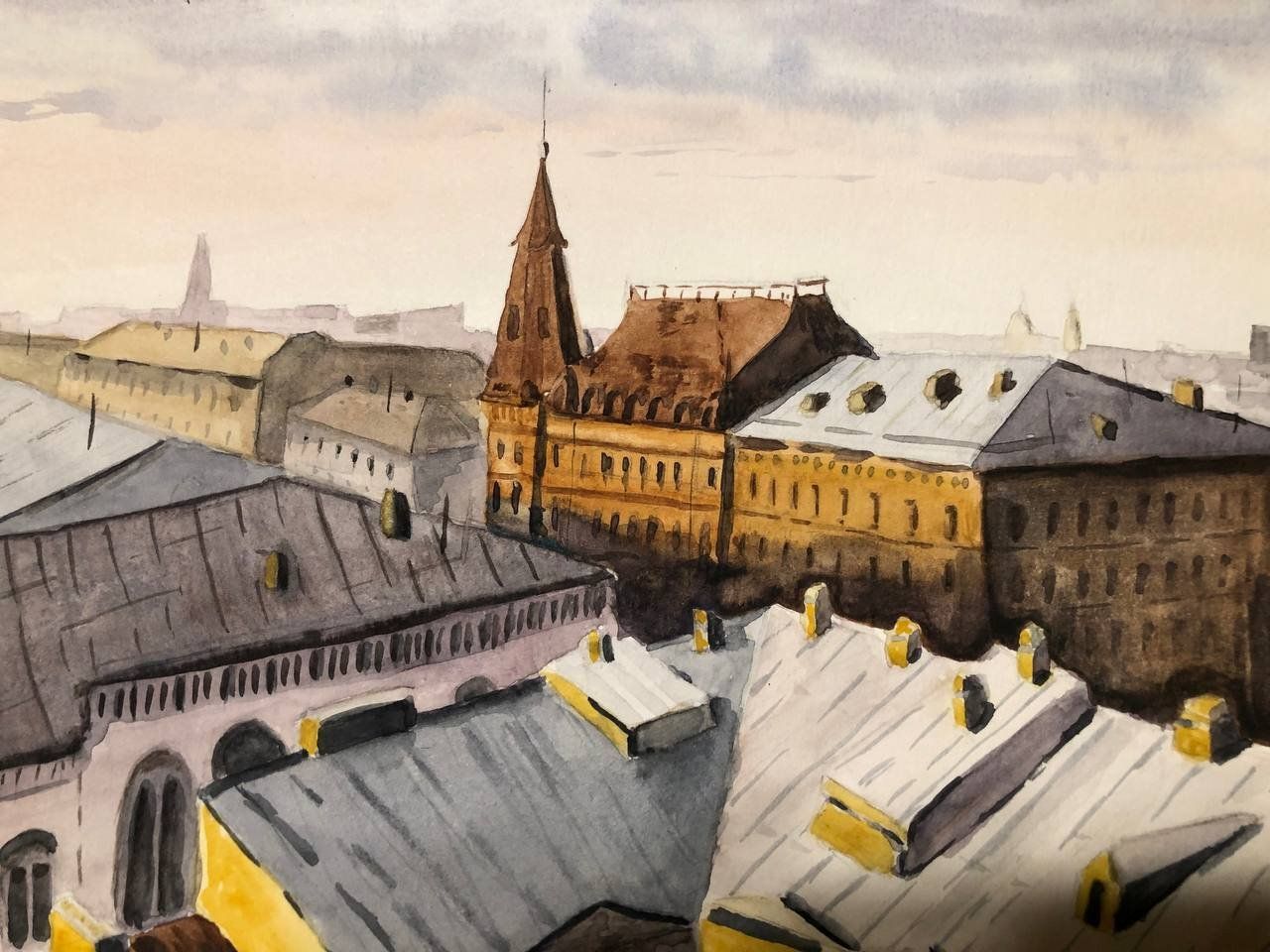 Dipinti: Aquarell-Malerei: "Dächer der Altstadt" – Nuovo (secondo la descrizione) da Meggen venduto da My_art_for_you 1