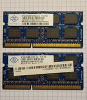 2x2 GB LAPTOP RAM Nanya PC3-8500S DDR3 NT2GC64B8HC0NS-CG