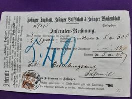 Inseraten-Rechnung ZOFINGER-Zeitungen 1910, siehe Bilder!