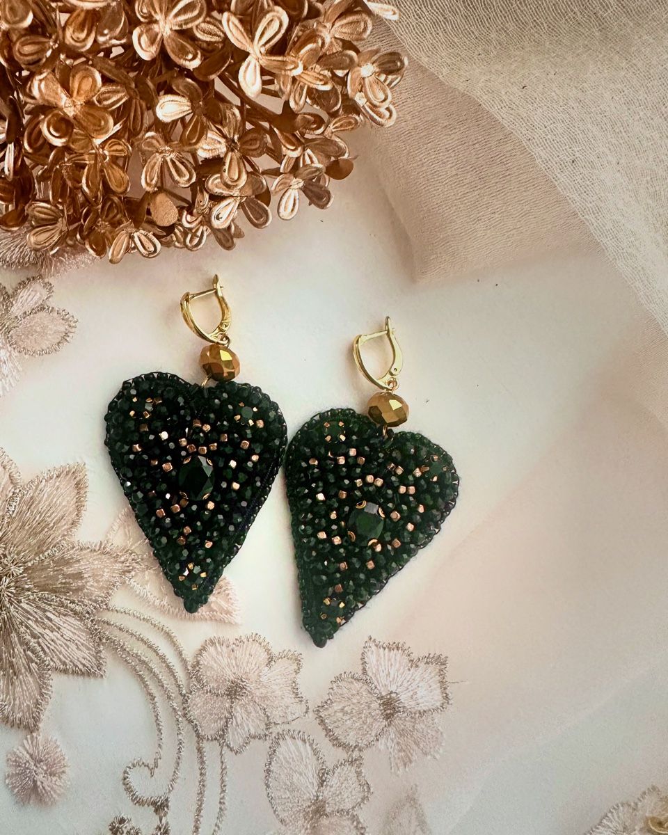 Orecchini pendenti & Orecchini a lobo: Black Heart Shaped Statement Earrings. Handmade by beads – Nuovo (secondo la descrizione) da Oftringen venduto da Eylem79 2