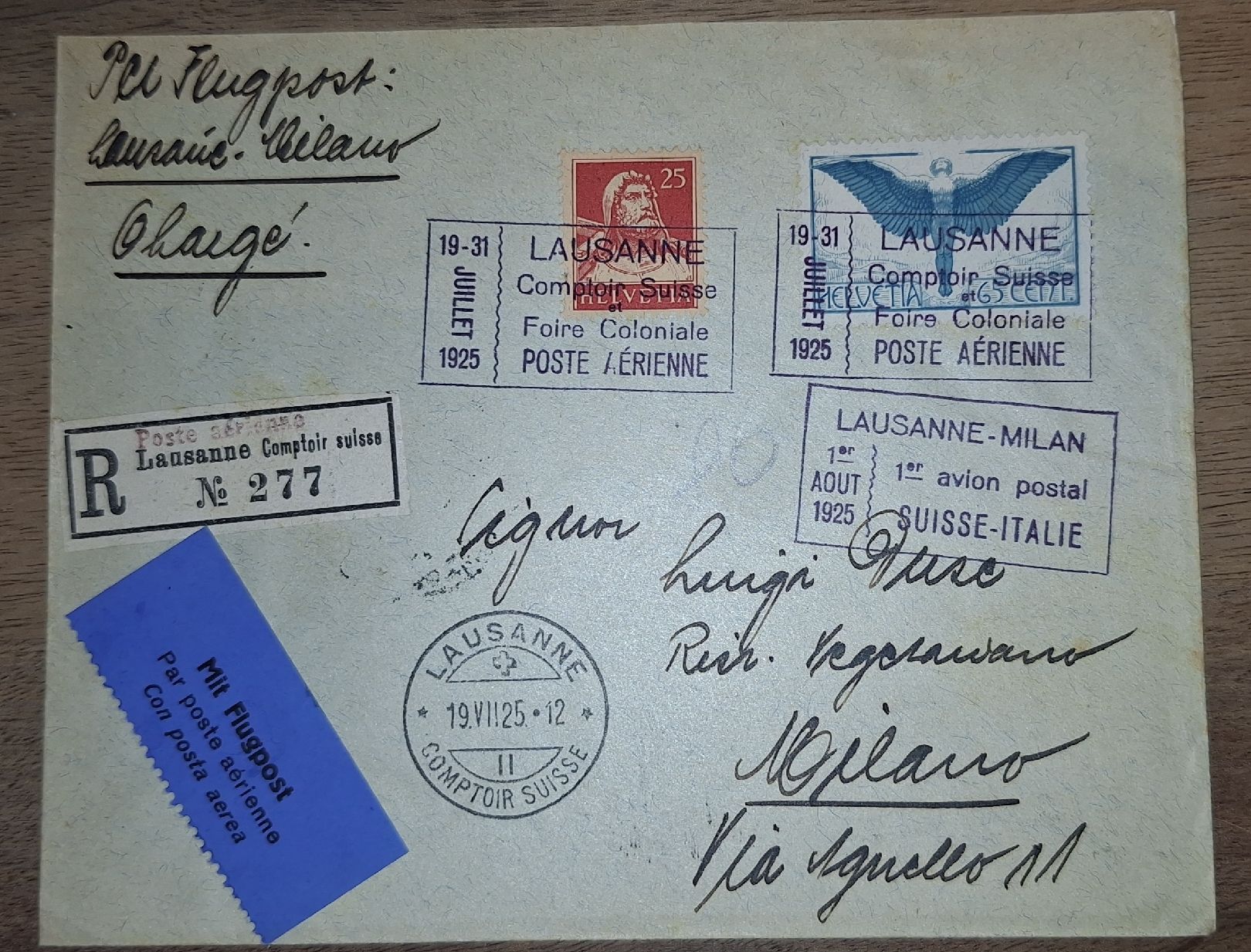 Tutti i francobolli: Flugpost Lausanne - Milano 1925 – Usato da Balgach venduto da SIMEON27