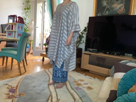 Merveilleuse tunique rayée en soie AGATHE one size oversize
