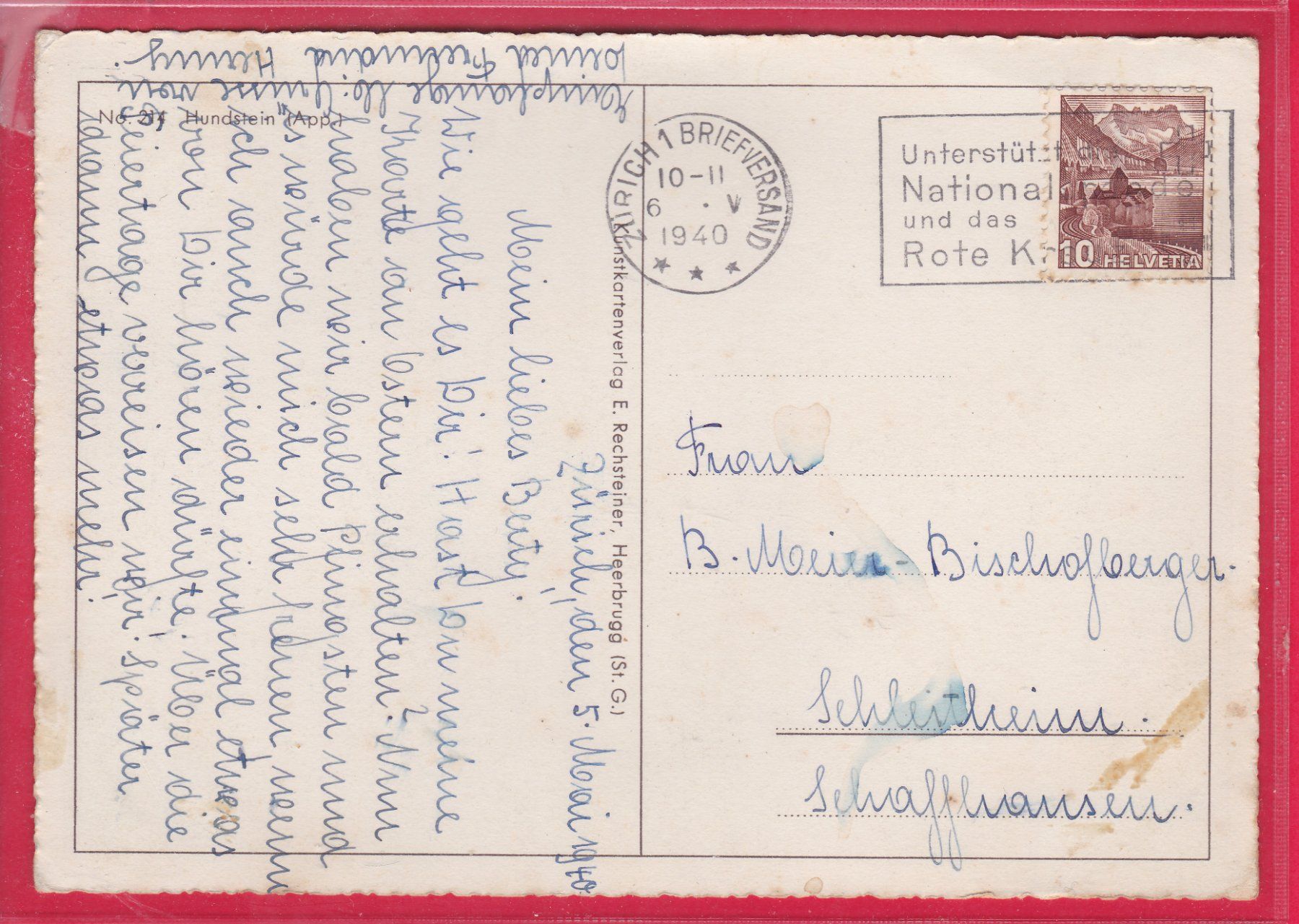 Cartoline postali: HUNDSTEIN (APP.) 6.5.1940 – Usato da Oberrieden venduto da Gebirgsstelze 1