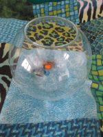 Glasvase rund mit 2 Glasfische und 2 Glasblase, 🐟-Aquarium