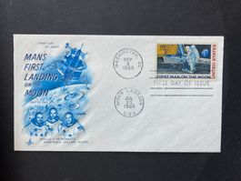USA 1969 FDC Flugpost Mondlandung 10c Cachet Landekapsel