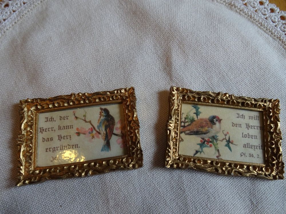 Melody Jane Miniatur-Bild Mit Cherub & Vögelnest – Goldrahmen, Zubehör Für Puppenhaus Maßstab 1:12
