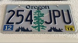Oregon Nummernschild 254 JPU, Jahr 2012/18, Top Zustand