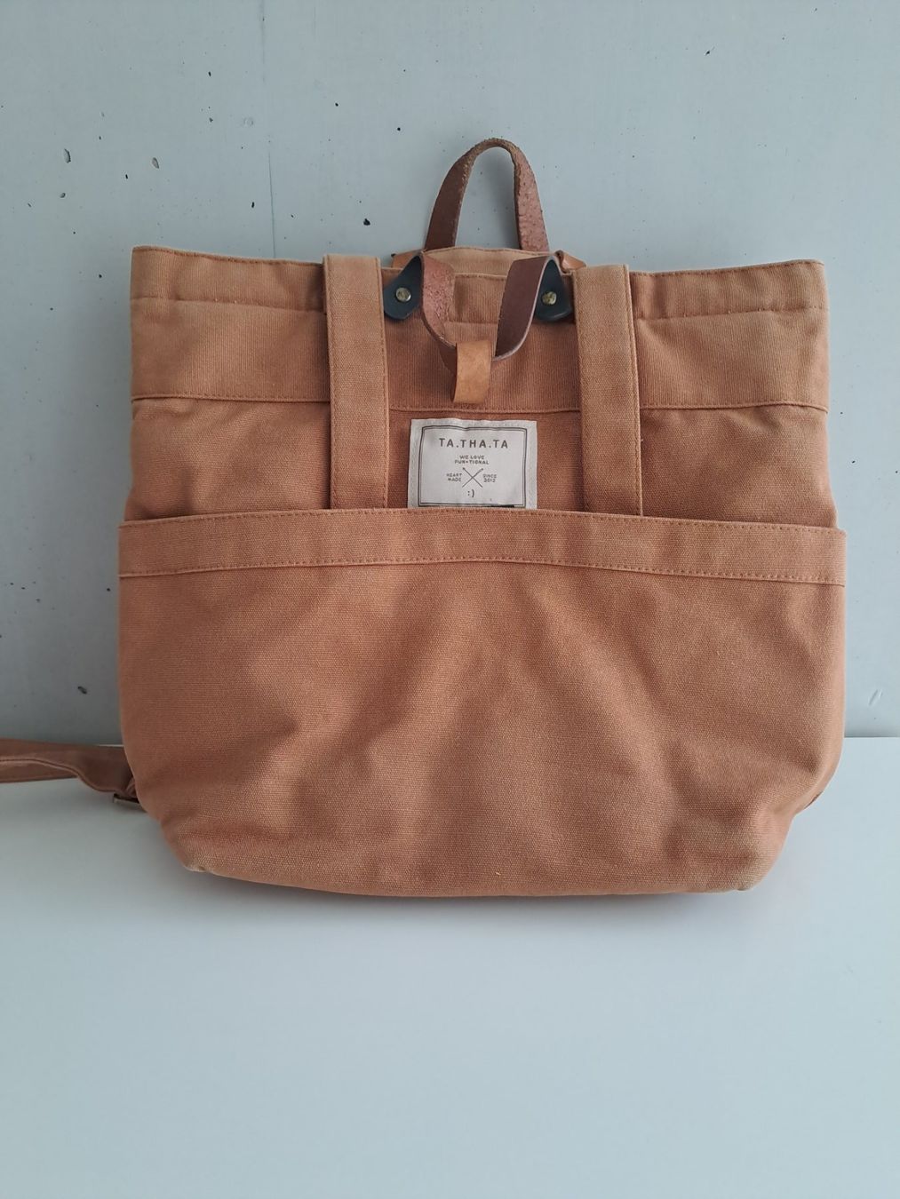 Ta Tha Ta Zaini: Rucksack Ta.Tha.Ta Canvas Leder cognac – Usato da Effretikon venduto da mjumju