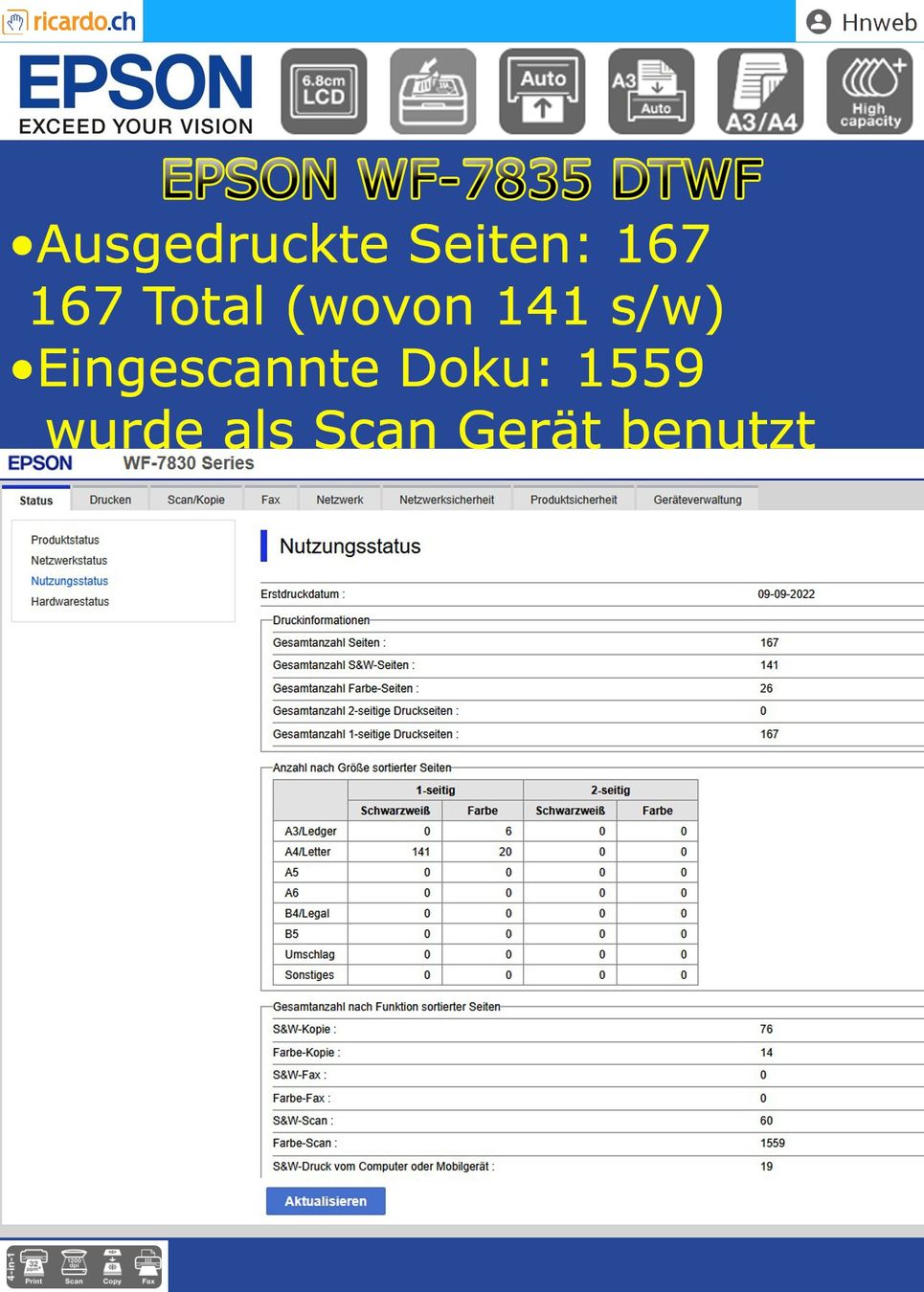 Epson Drucker: Epson WorkForce WF-7835DTWF Multifunktionsdrucker – Gebraucht aus Kaisten von Hnweb 7