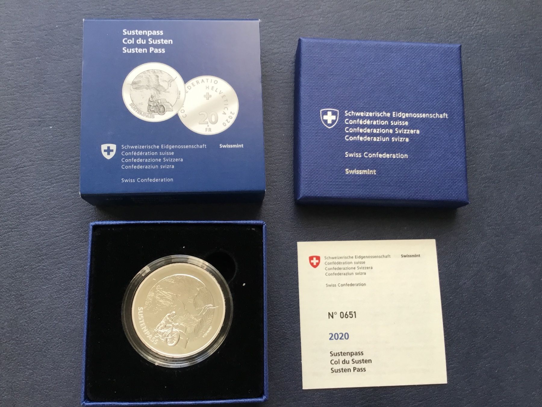 Tutti le monete: 20 Franken Silbermünze Sustenpass PP 2020 – Nuovo e nell'imballaggio originale da St. Margrethen SG venduto da alfapeugeot10